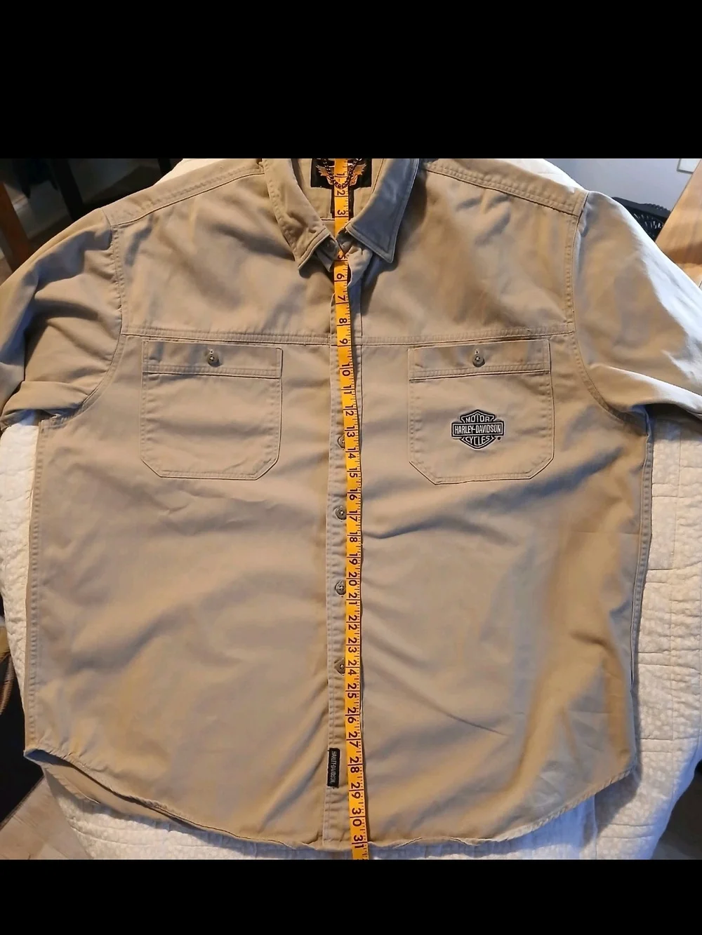 Harley-Davidson Men's Beige Shirt/ Jacket with Embroidered Logo Sz XXL